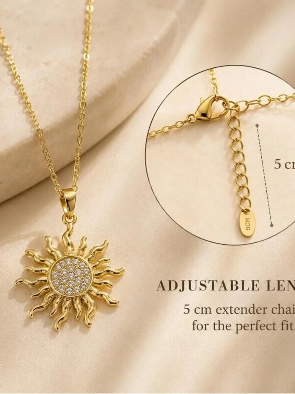 Sun Necklace for Women, Celestial Sun Pendant, Titanium Steel Necklace